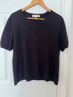 Vintage Jaeger Brown Cashmere & Silk Short-Sleeve Knit Tee
